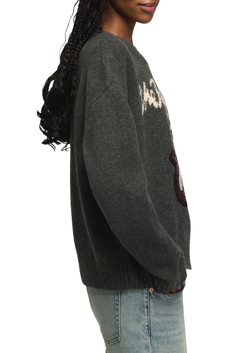 Rolling Stones Sequin Sweater, Alternate, color, CHARCOAL HEATHER