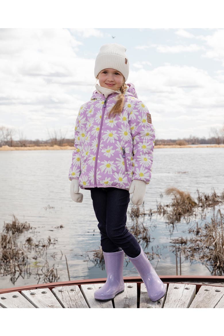Quilted Mid-Season Daisy Jacket, Alternate, color, Purple Printed Daisies