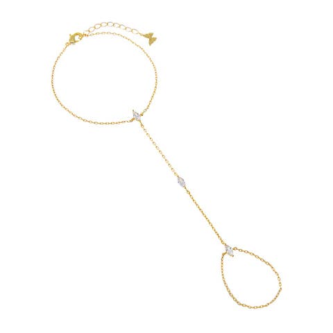 Multi CZ Marquise Hand Chain Bracelet