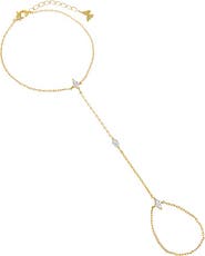 BY ADINA EDEN Multi CZ Marquise Hand Chain Bracelet