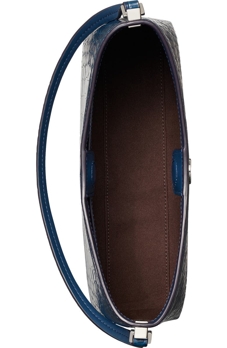 Tory Burch Small Robinson Croc Embossed Leather Shoulder Bag, Alternate, color, Twilight