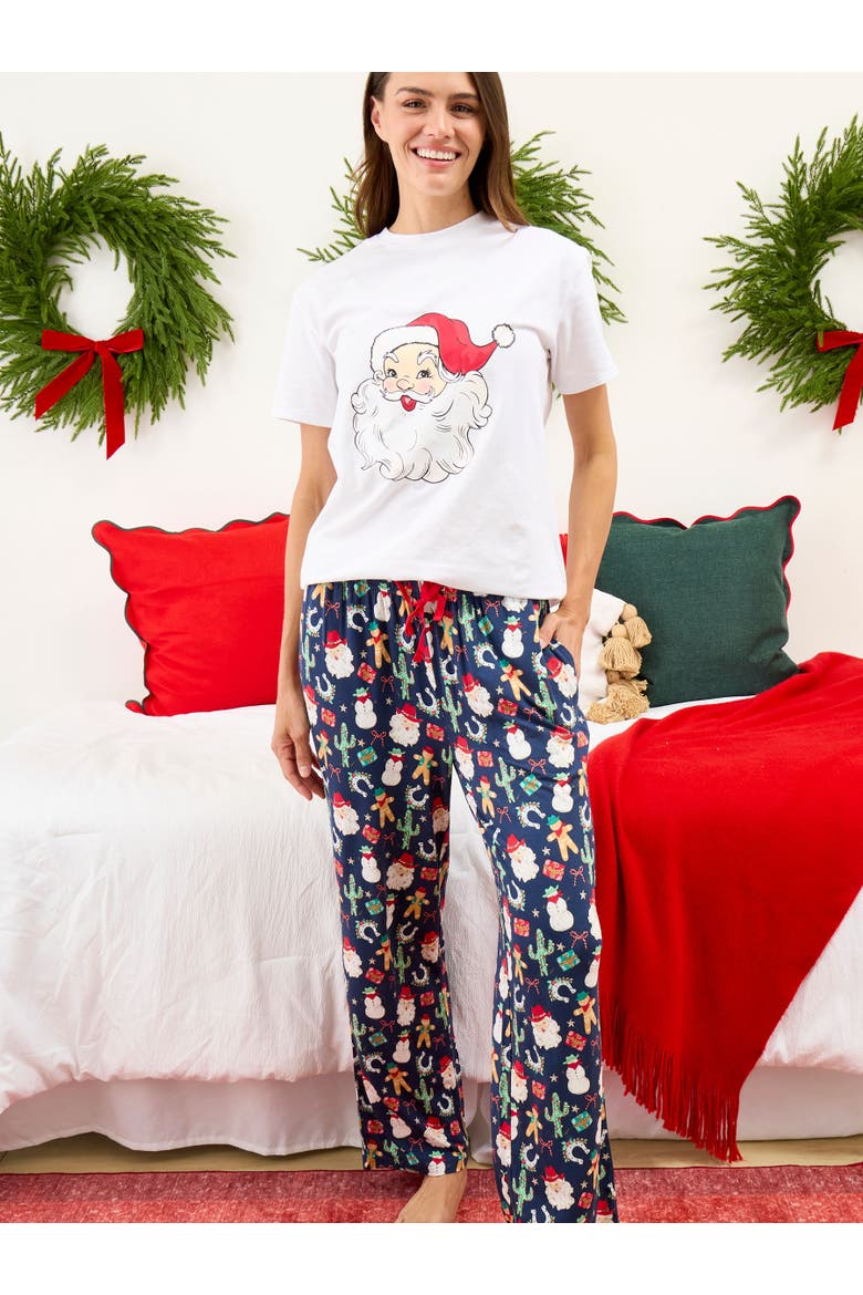 SoftSnooze Unisex Holiday Adult Pajama Pants, Alternate, color, Giddy Up Santa