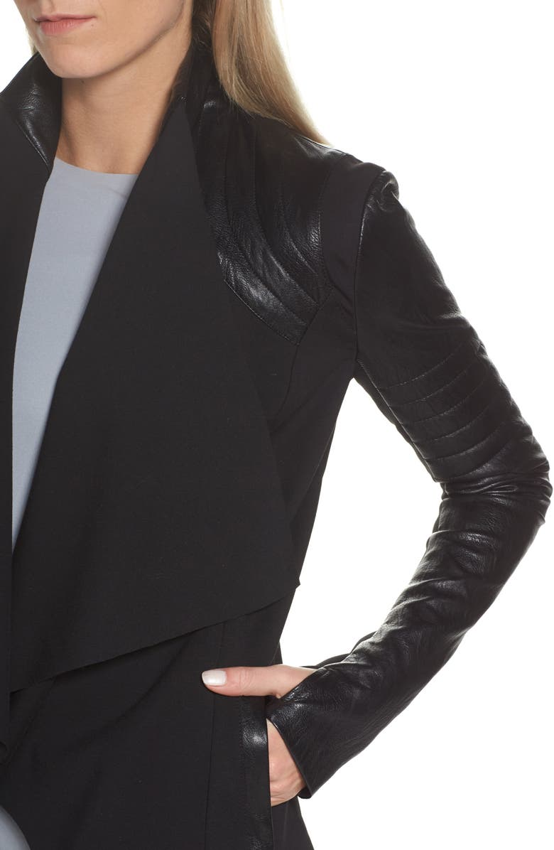 Blanc Noir Drape Front Jacket, Alternate, color,