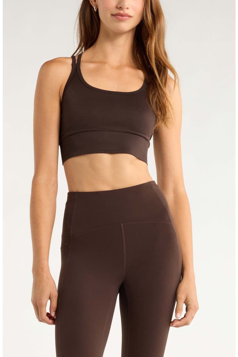 Seamless Strappy Sports Bra, Main, color, BROWN MOLE