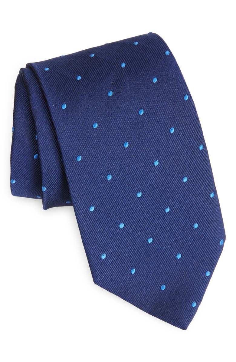 Brooks Brothers Polka Dot Silk Tie, Main, color, 