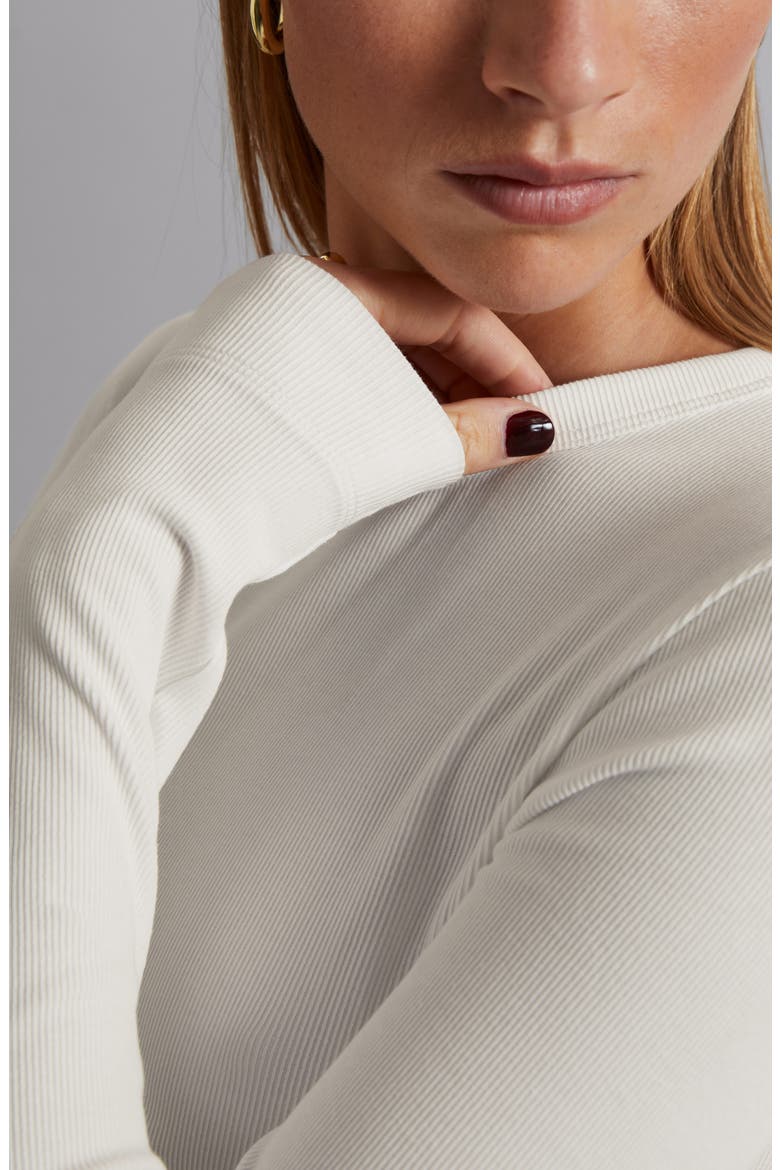 Rib Long Sleeve Cotton T-Shirt, Alternate, color, WHITE LIGHT