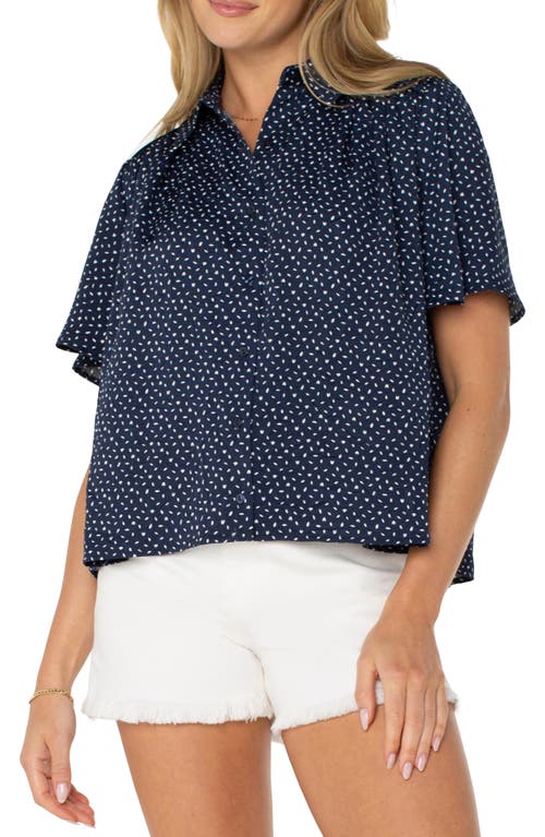 Liverpool Los Angeles Print Short Sleeve Button-up Shirt In Navy White Ditsy