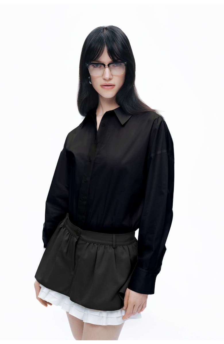 Nocturne Black Shirt Collar Bodysuit, Alternate, color, 
