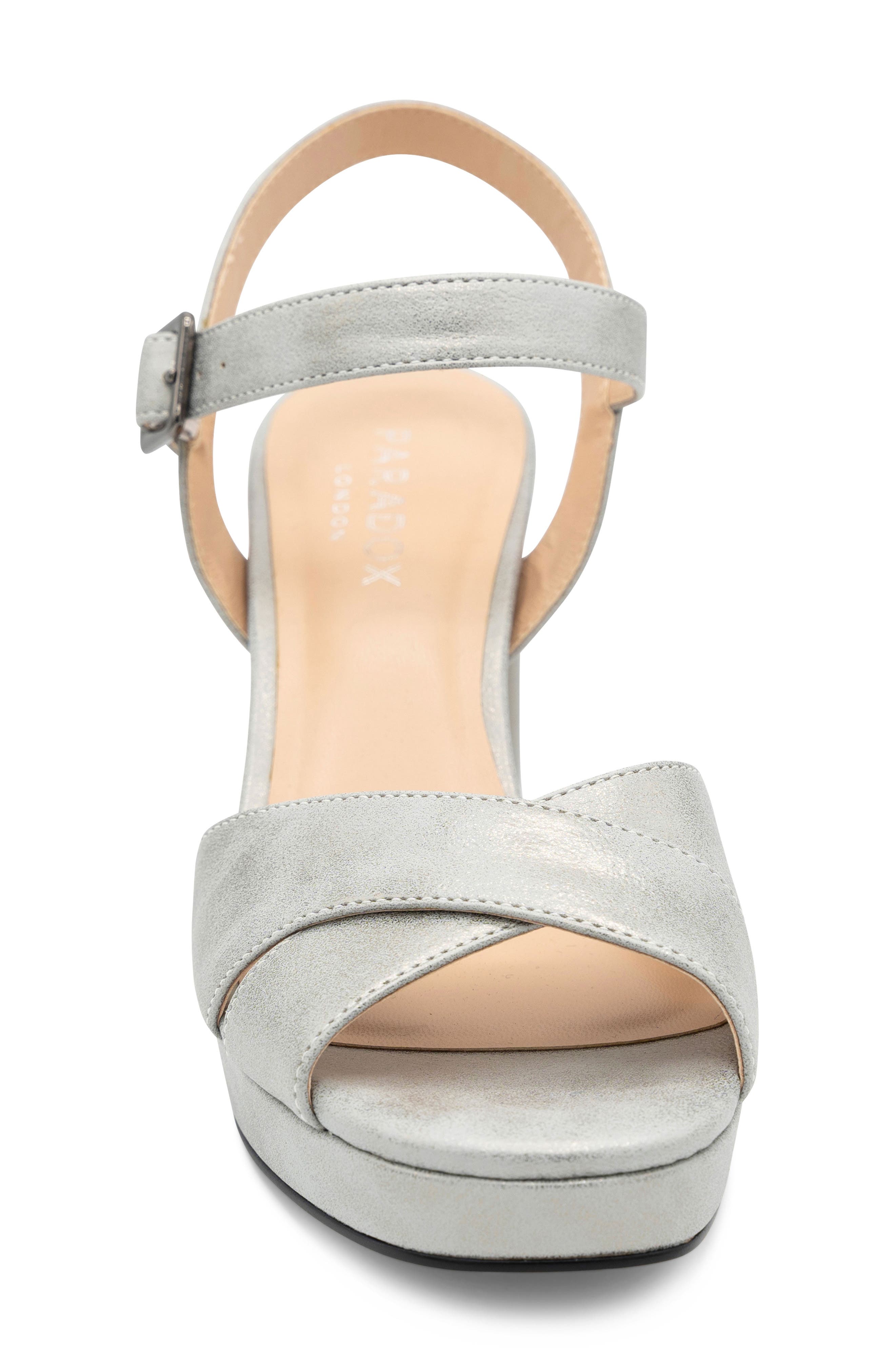 Paradox London Pink Landon Ankle Strap Platform Sandal, Alternate, color, Silver