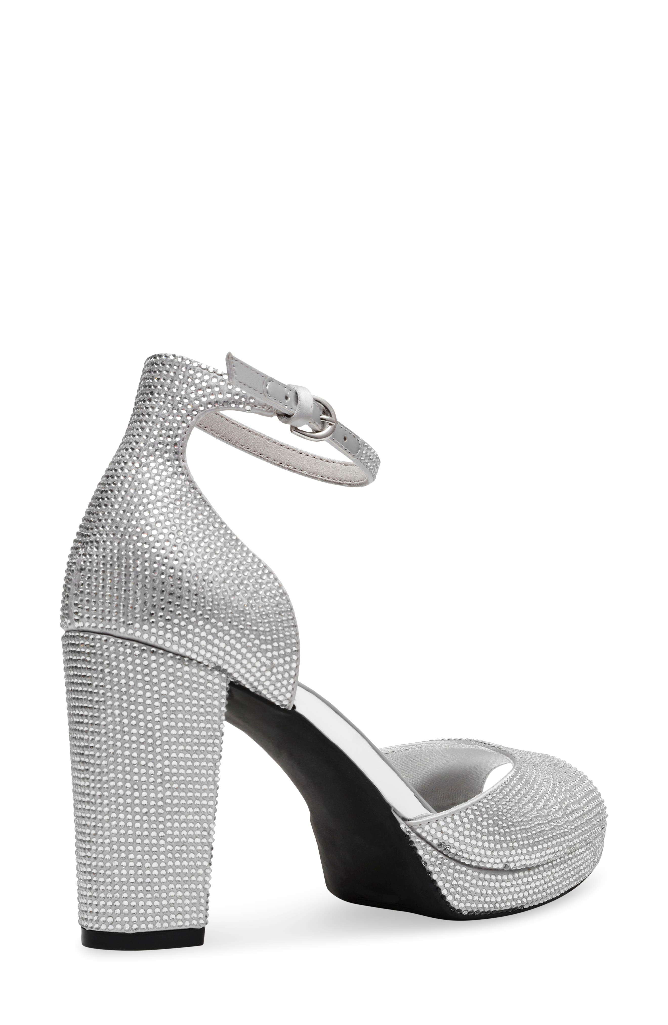 Vista Ankle Strap Platform Sandal, Alternate, color, SILVER CRYSTAL