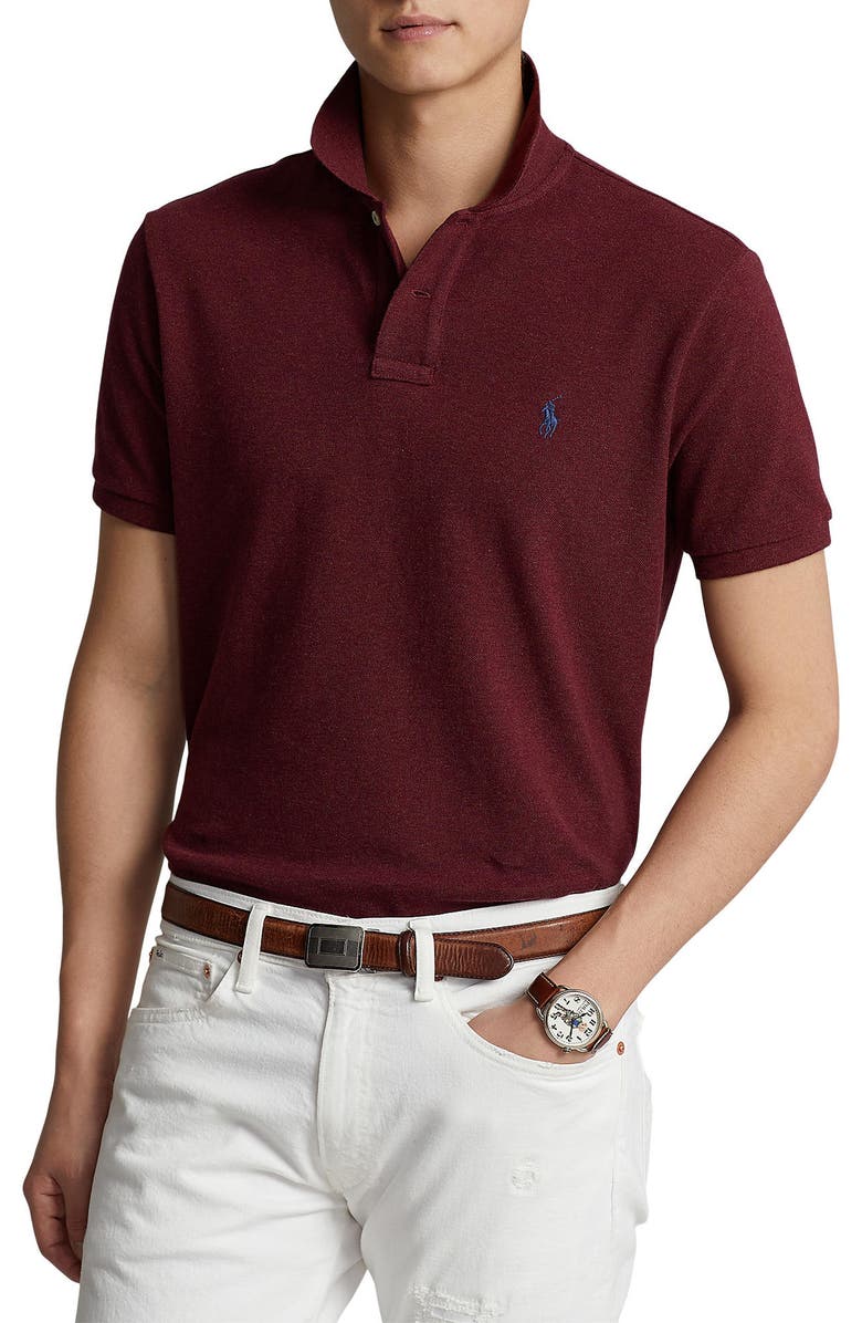 Polo Ralph Lauren Solid Cotton Polo Shirt, Main, color, Spring Wine Heather