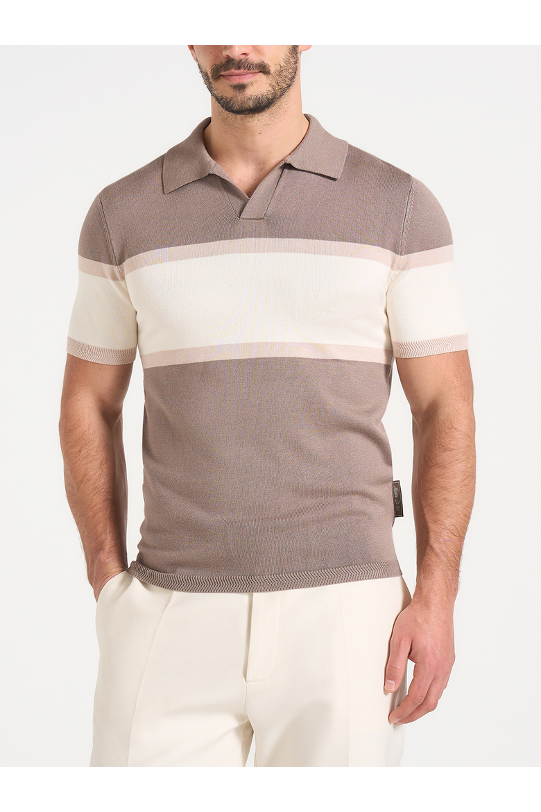 Enzo Colour Block Polo, Alternate, color, Mushroom
