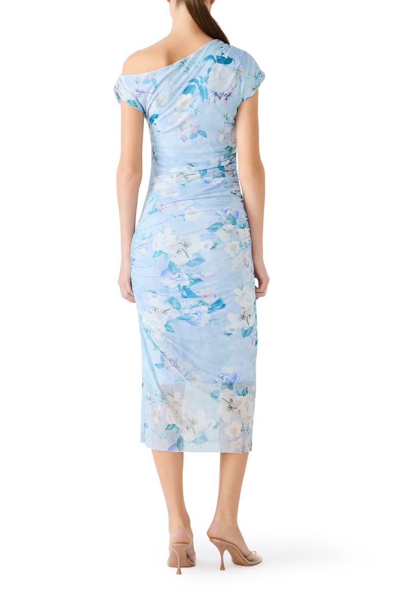 Gracelyn Floral Ruched One-Shoulder Midi Dress, Alternate, color, BLOOM