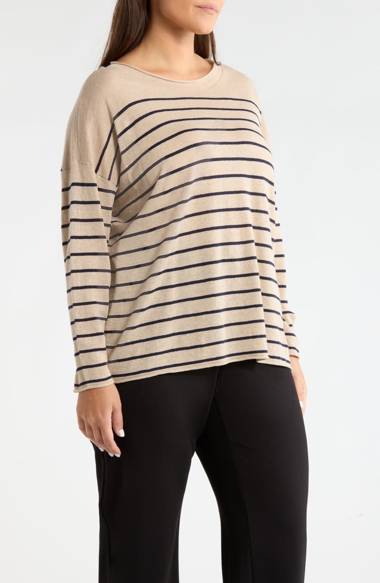Eileen Fisher Organic Linen & Organic Cotton Crewneck Sweater, Alternate, color, Ink