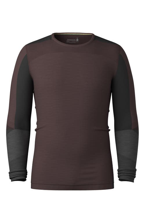 Smartwool Intraknit™ Thermal Merino Base Layer Colorblock Crewneck Long Sleeve Shirt In Brown