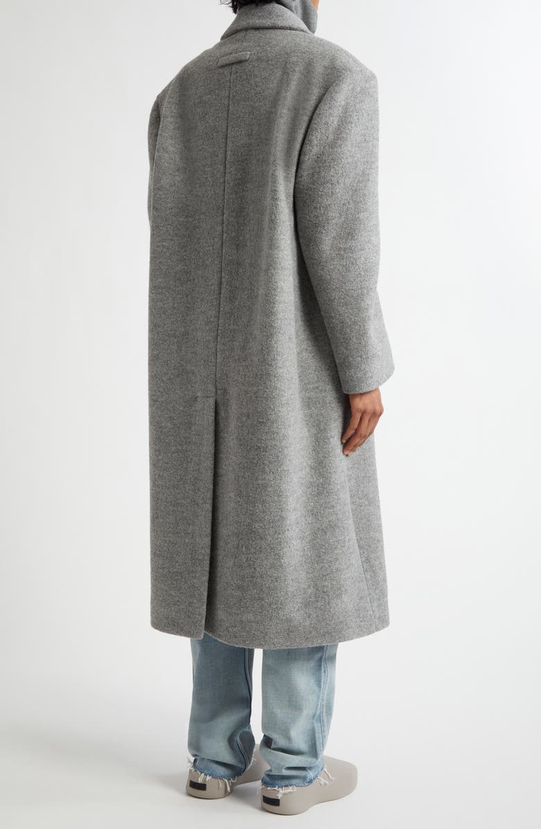 Fear of God Relaxed Boiled Virgin Wool Double Breasted Overcoat, Alternate, color, Light Grey