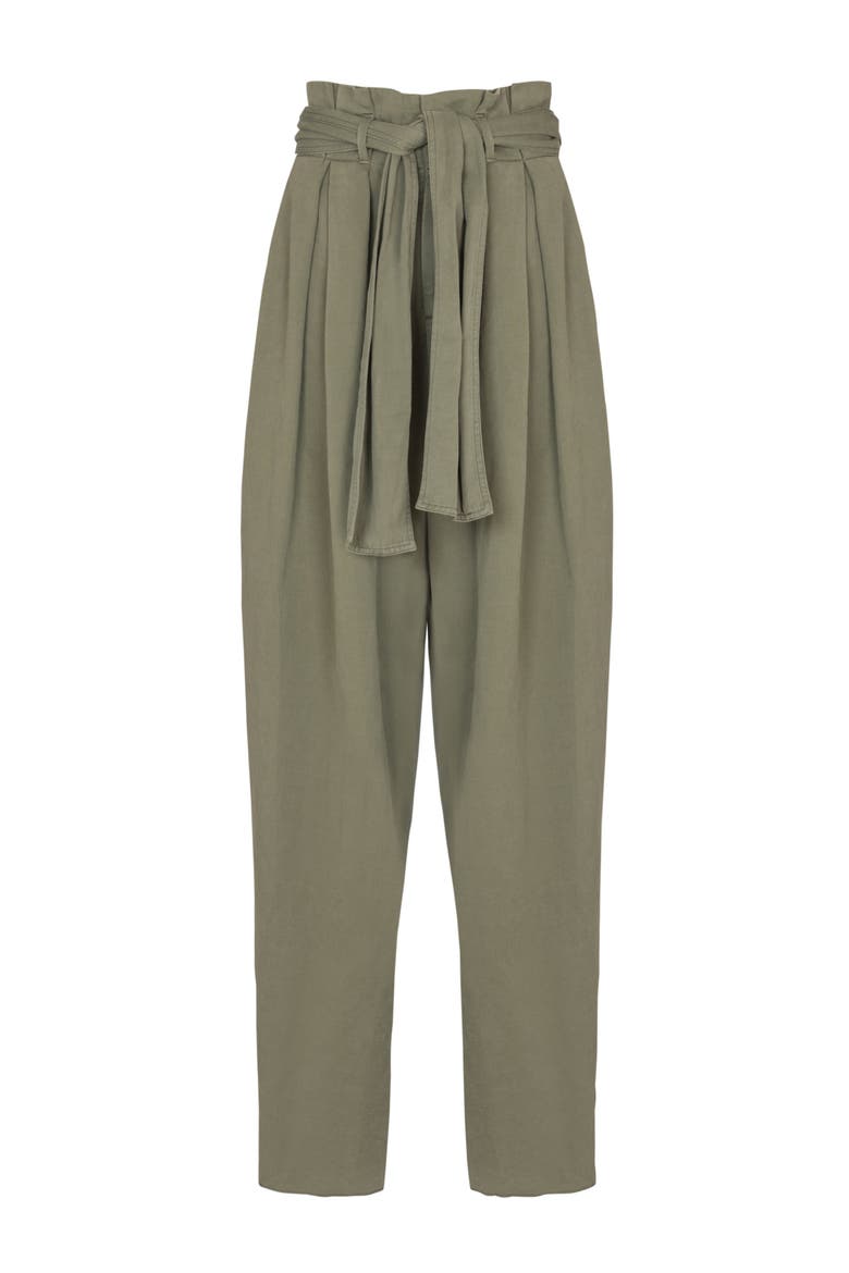Twill high-waisted trousers, Alternate, color, green