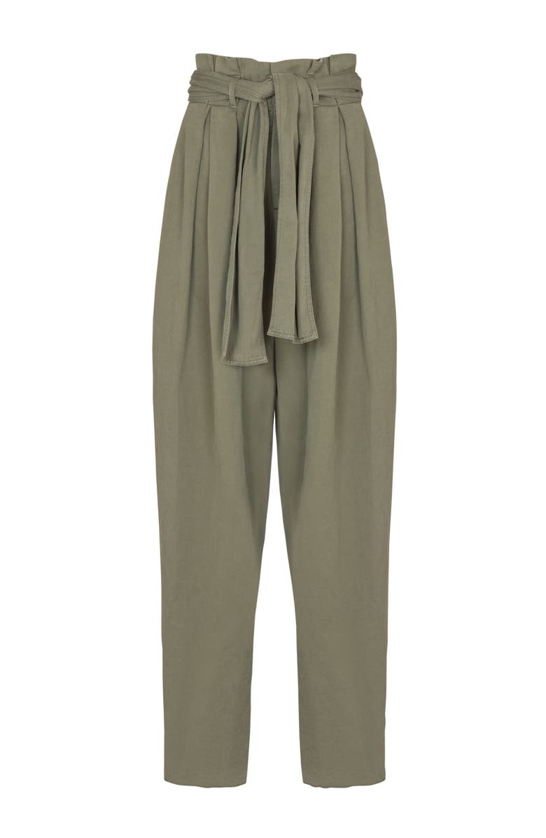 Balmain Twill high-waisted trousers, Alternate, color, Green