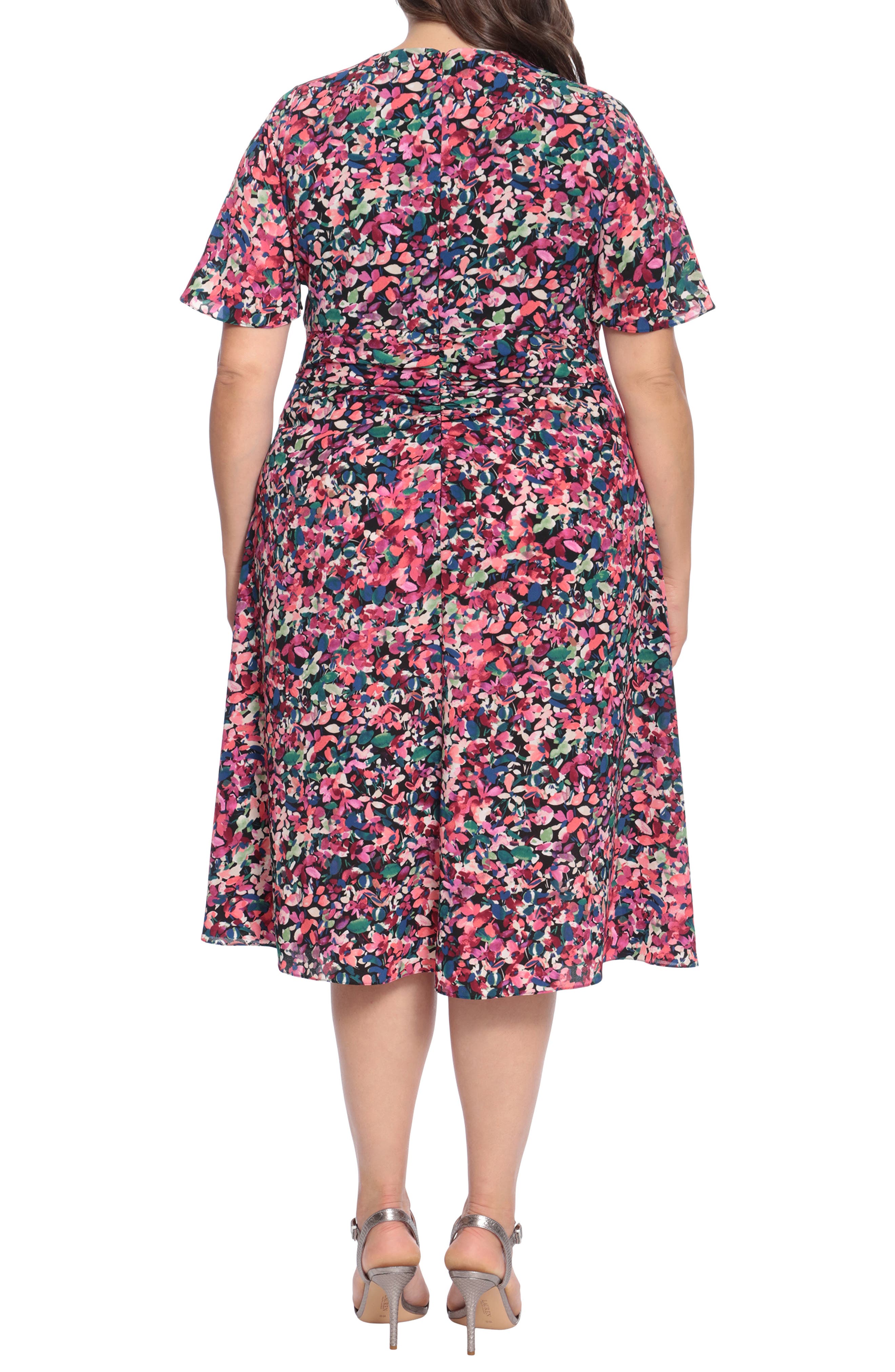 London Times Flutter Sleeve Shirred Midi Dress (Women) | Nordstromrack