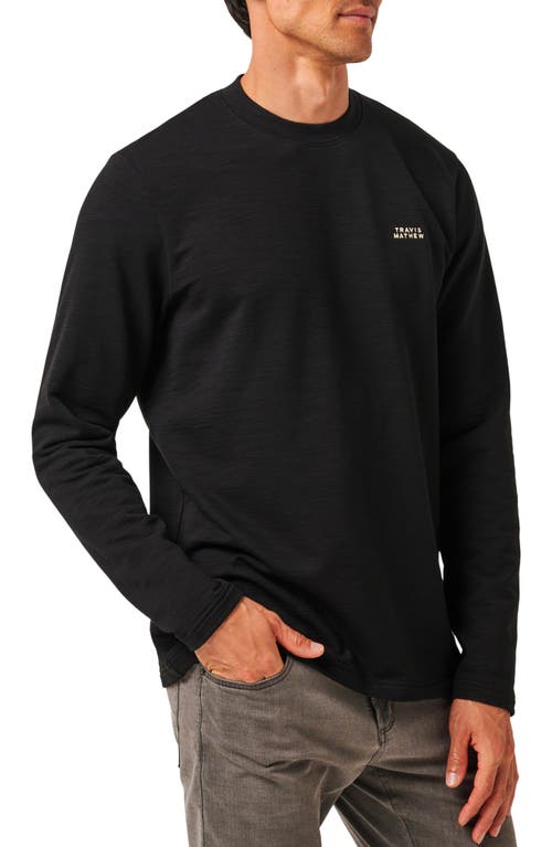 Travismathew Man About Town Long Sleeve Logo Embroidered T-shirt In Black