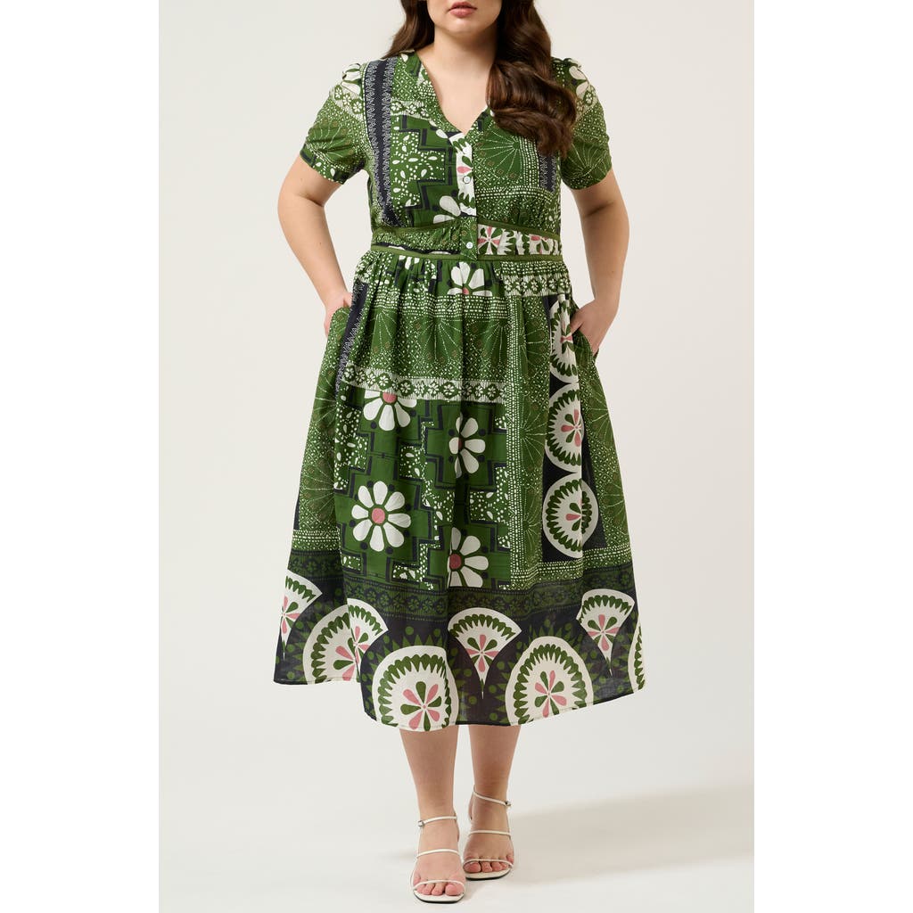 Estelle Ethereal Print Maxi Dress In Green
