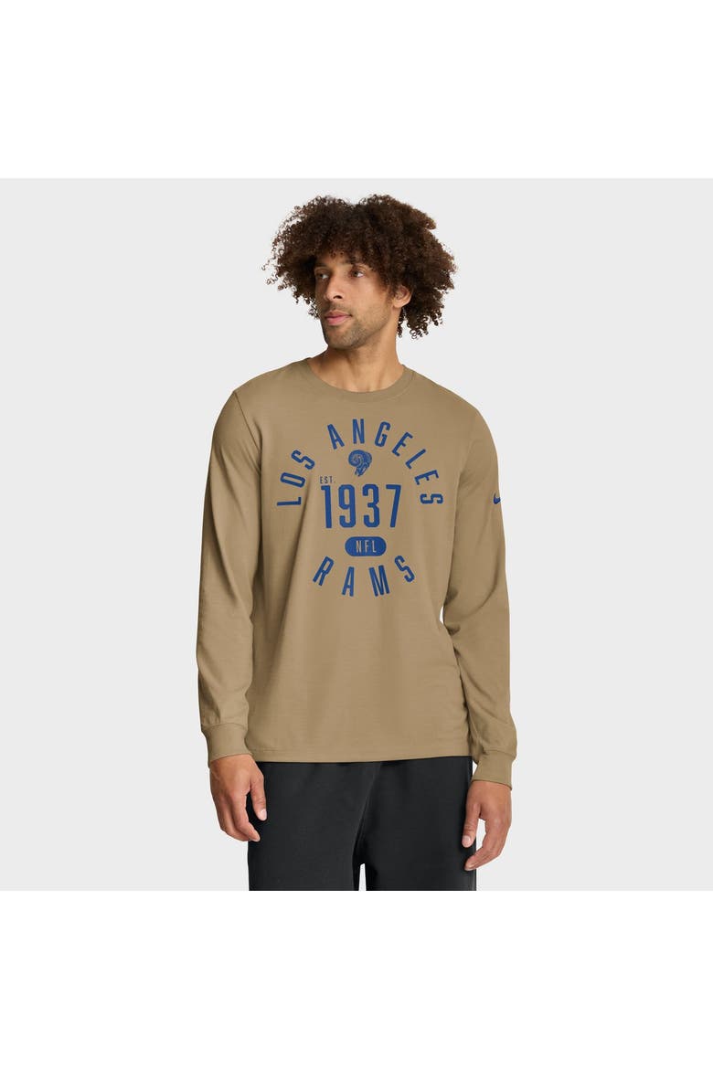 Men's Nike Tan Los Angeles Rams Blitz Package Rewind Slub Dri-FIT Long Sleeve T-Shirt, Main, color, Tan