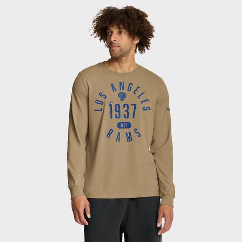 Men's Nike Tan Los Angeles Rams Blitz Package Rewind Slub Dri-FIT Long Sleeve T-Shirt