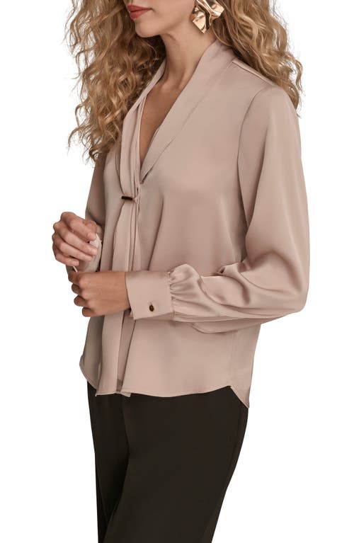 Donna Karan New York Tie Neck Satin Shirt In Brown