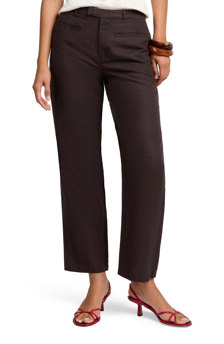 Onia Air Linen Mid-Rise Pant, Alternate, color, Espresso