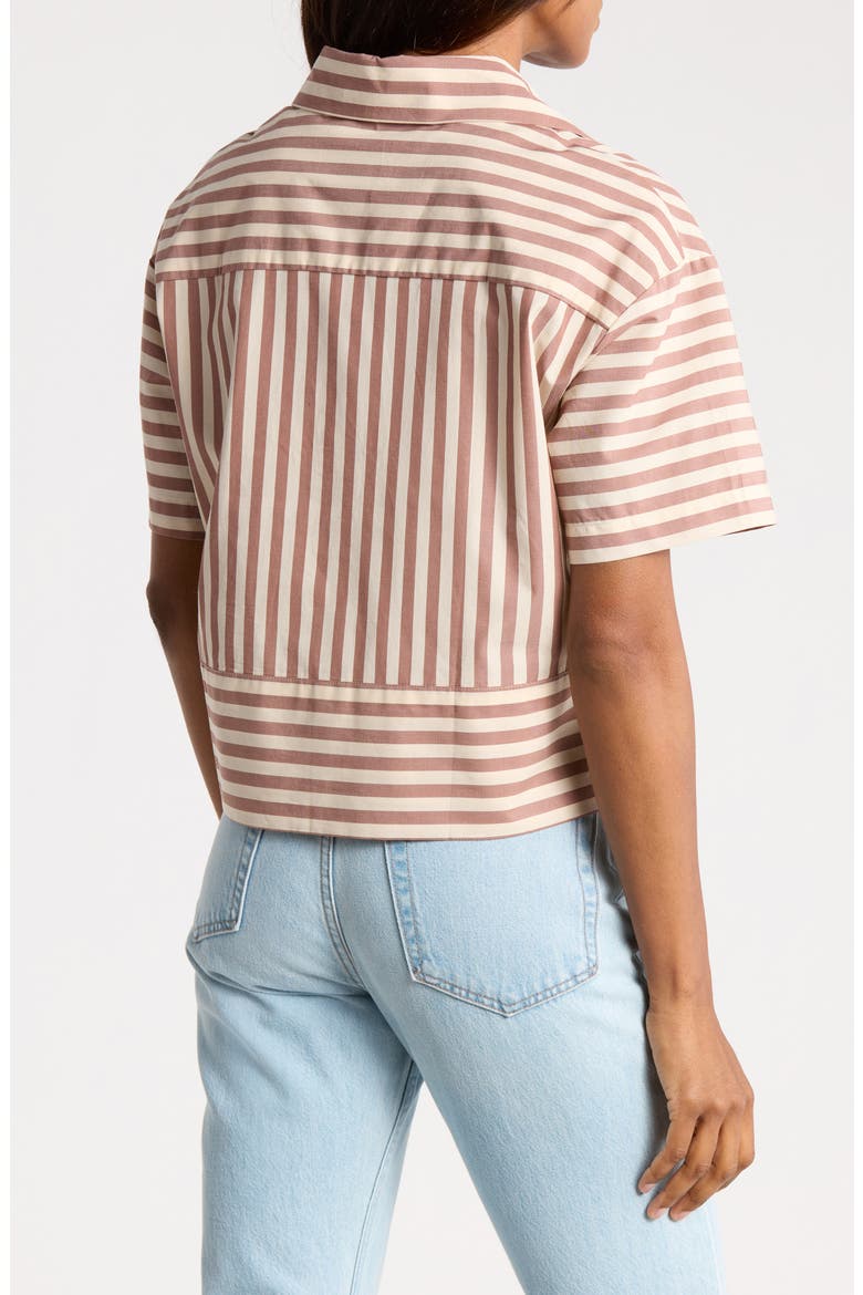Striped Short Sleeve Shirt, Alternate, color, ECRU/ CAFE STRIPE