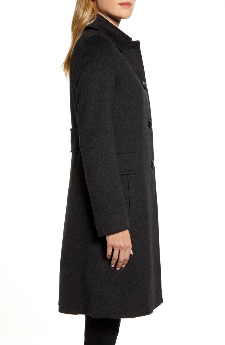 Fleurette Single Breasted Wool Reefer Coat, Alternate, color,