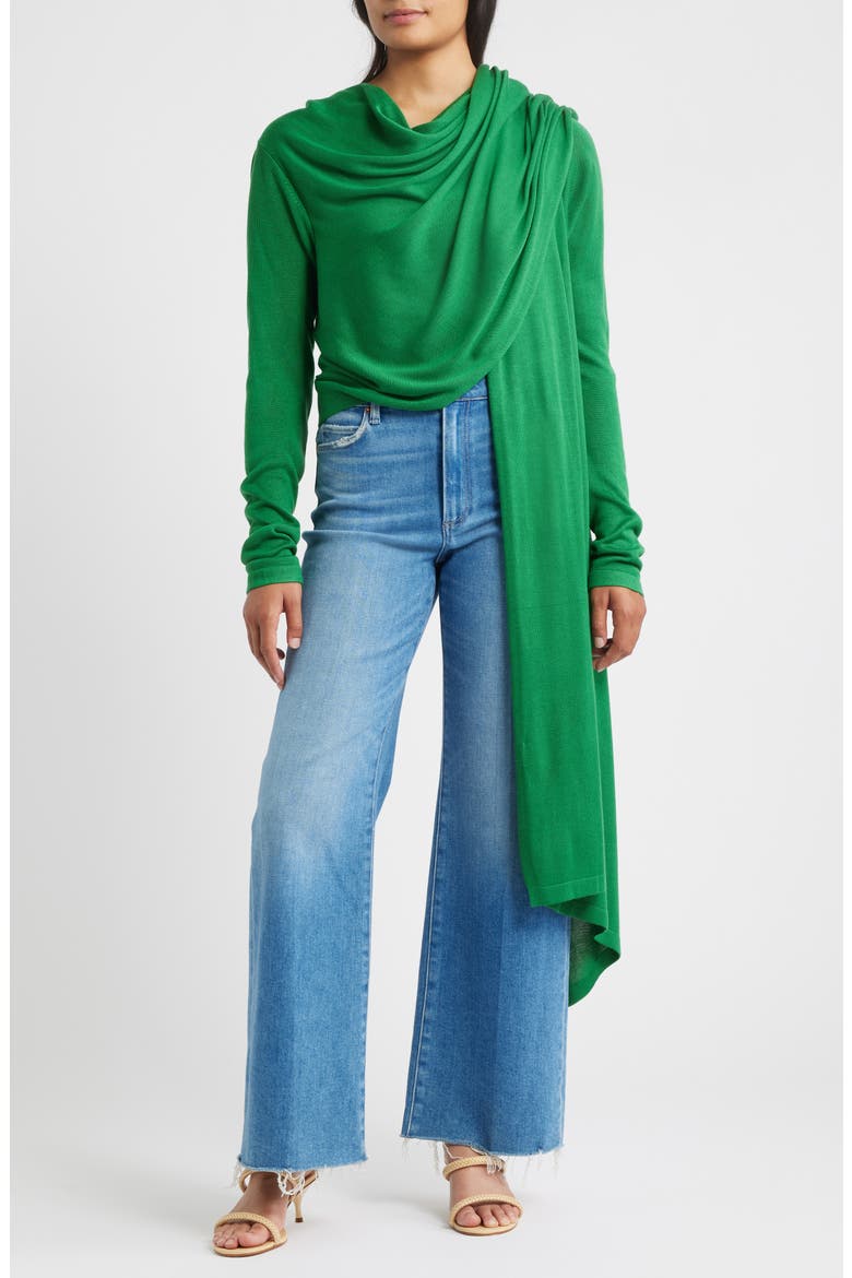 Cat Wrap Sweater Shawl, Alternate, color, GREEN