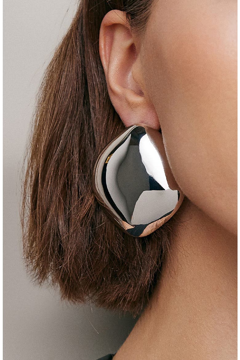 Puffy Cushion Earrings, Alternate, color, SILVER