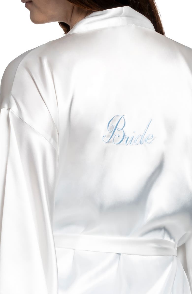 In Bloom by Jonquil Bride Satin Robe, Alternate, color, Ivory