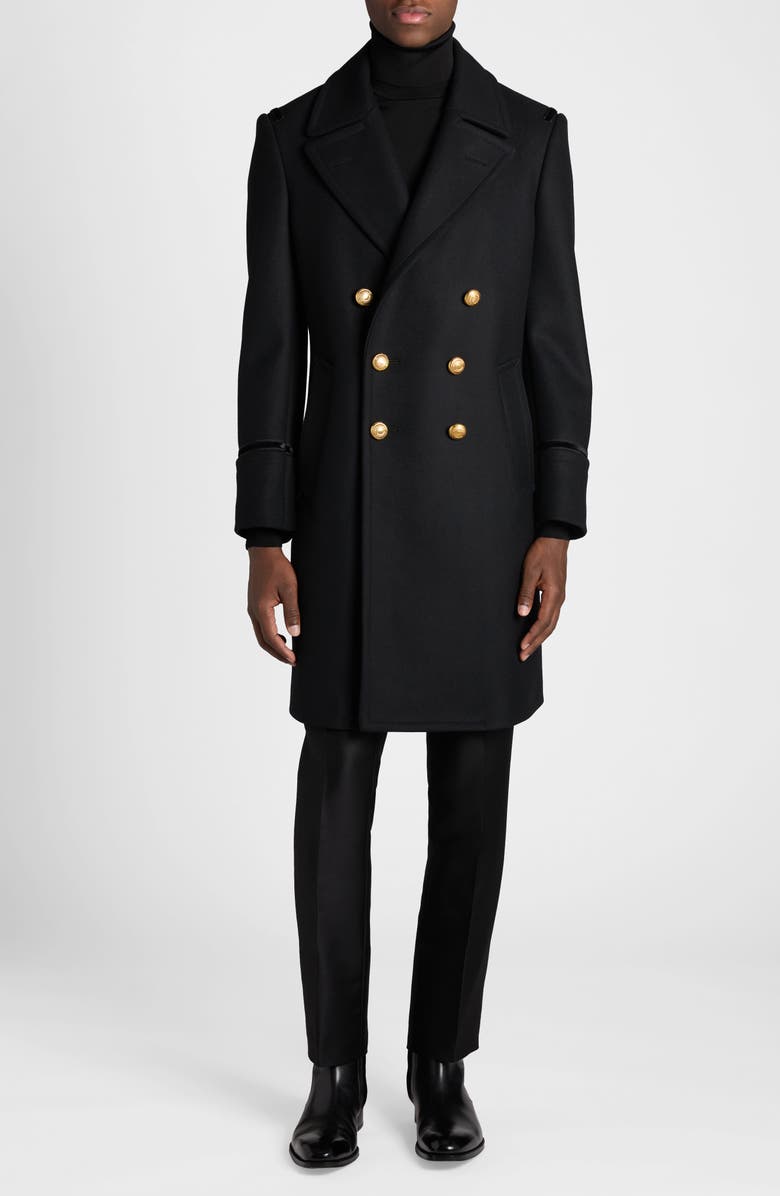 TOM FORD Double Breasted Wool Felt Martingale Coat, Main, color, Black