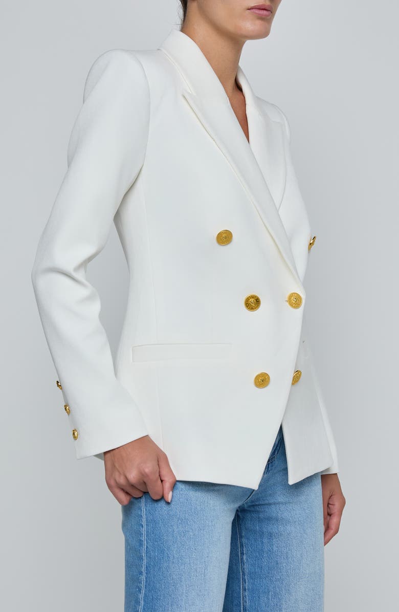 L'AGENCE Kyomi Double Breasted Blazer, Alternate, color, White
