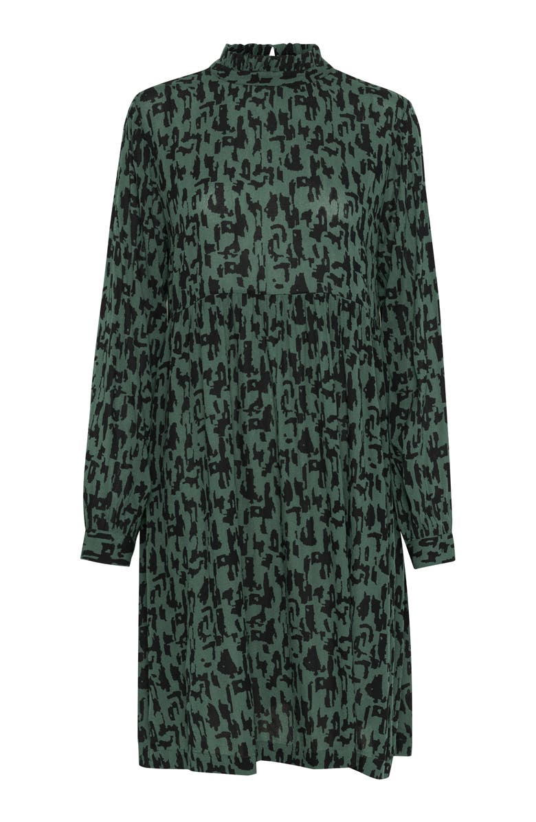 Kaffe KAluna Above The Knee High Neck Dress, Alternate, color, Green/Black Graphic