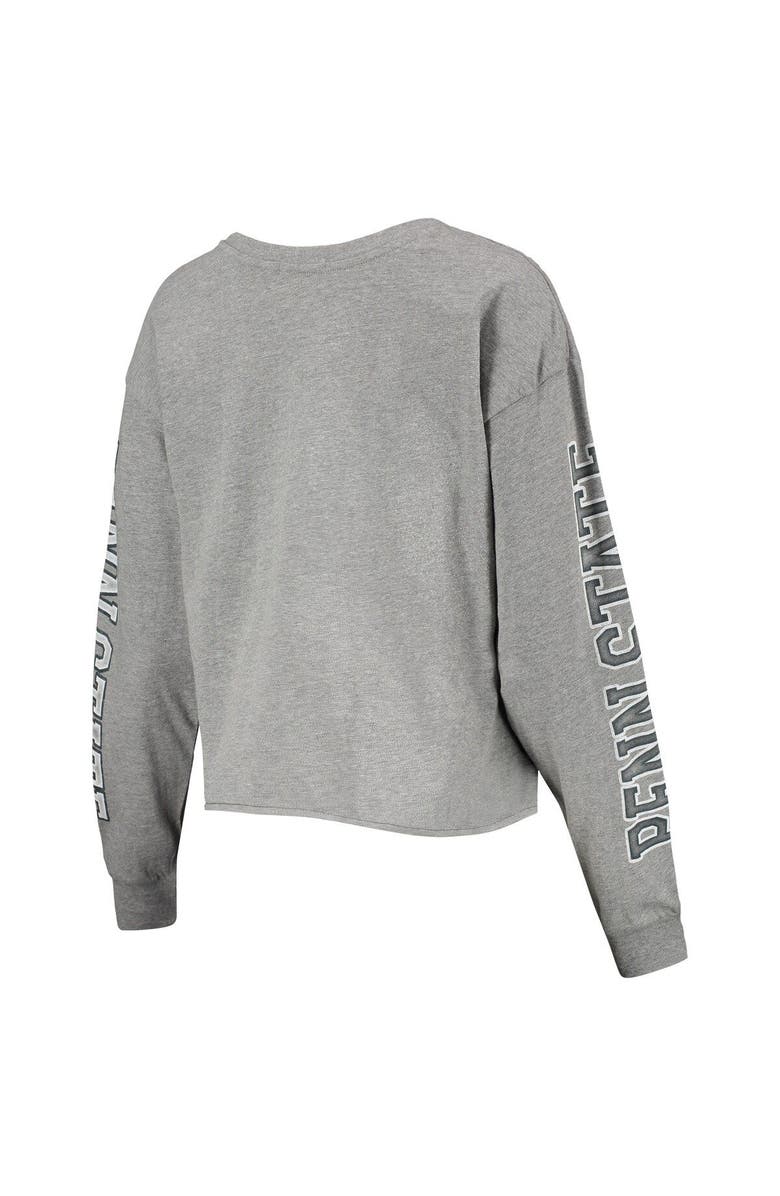'47 Women's '47 Heathered Gray Penn State Nittany Lions Ultra Max Parkway Long Sleeve Cropped T-Shirt, Alternate, color, 