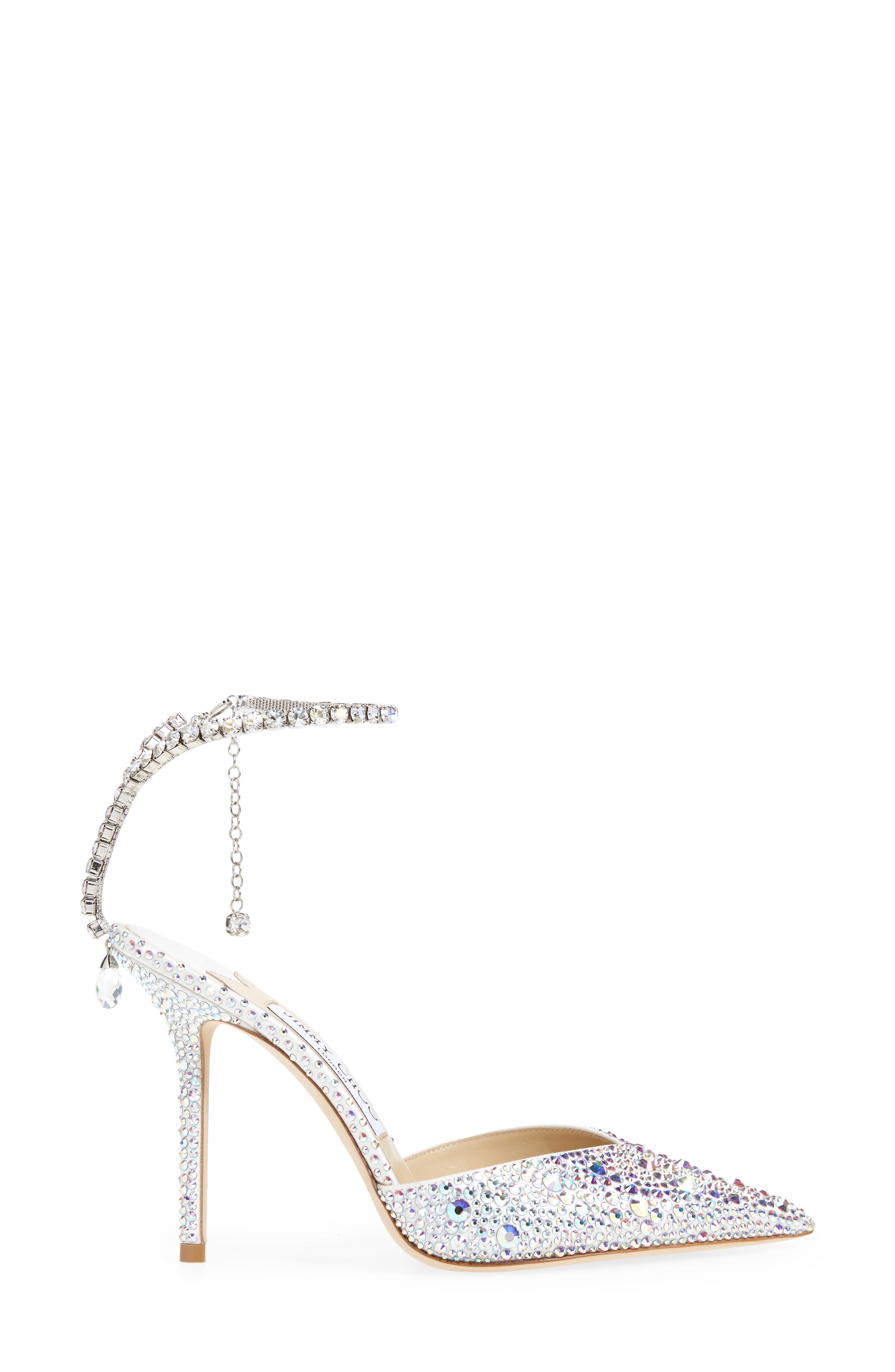 Jimmy Choo Saeda Crystal Ankle Strap Pointed Toe Pump, Alternate, color, 