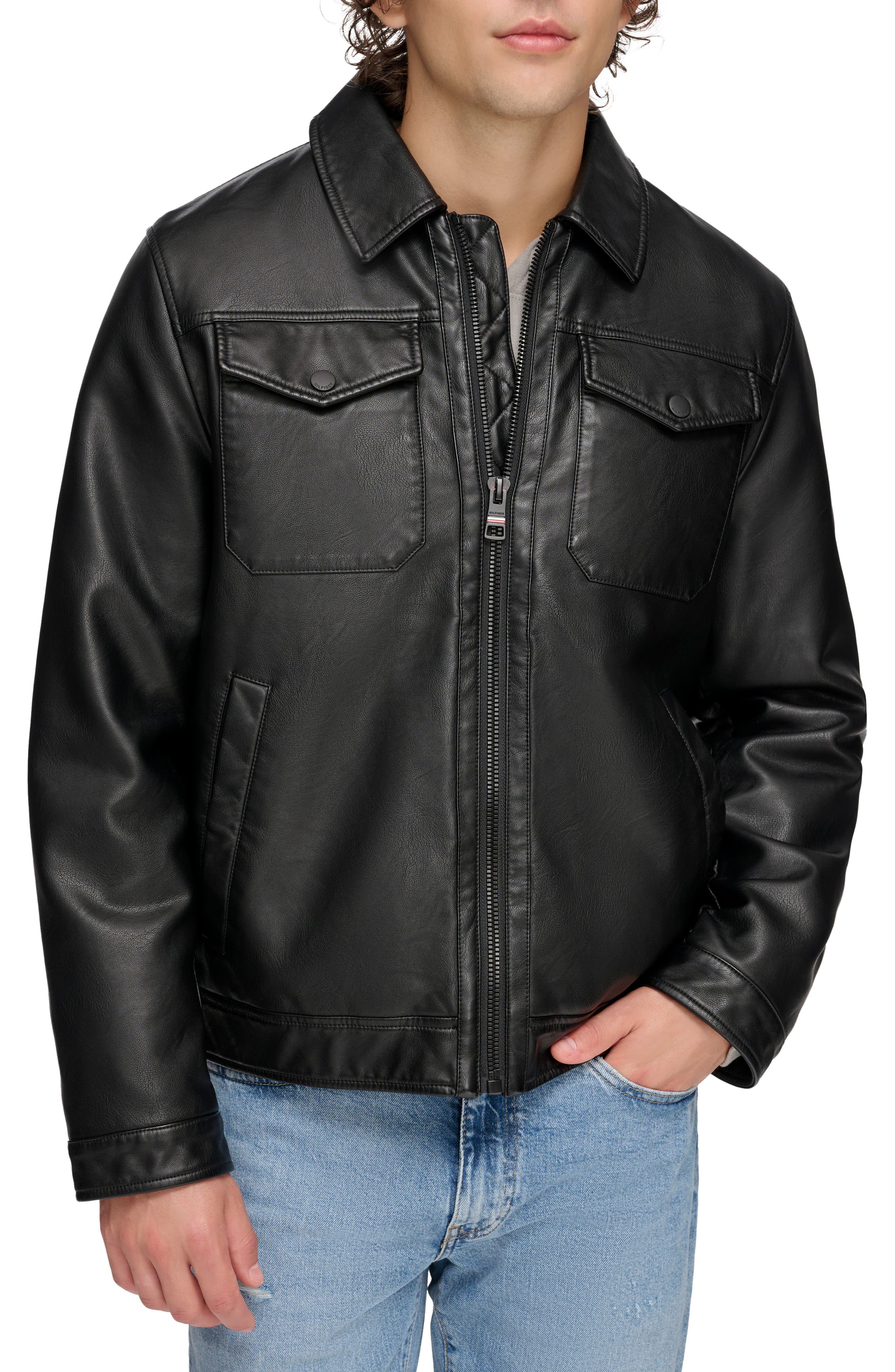 Faux Leather Trucker Jacket