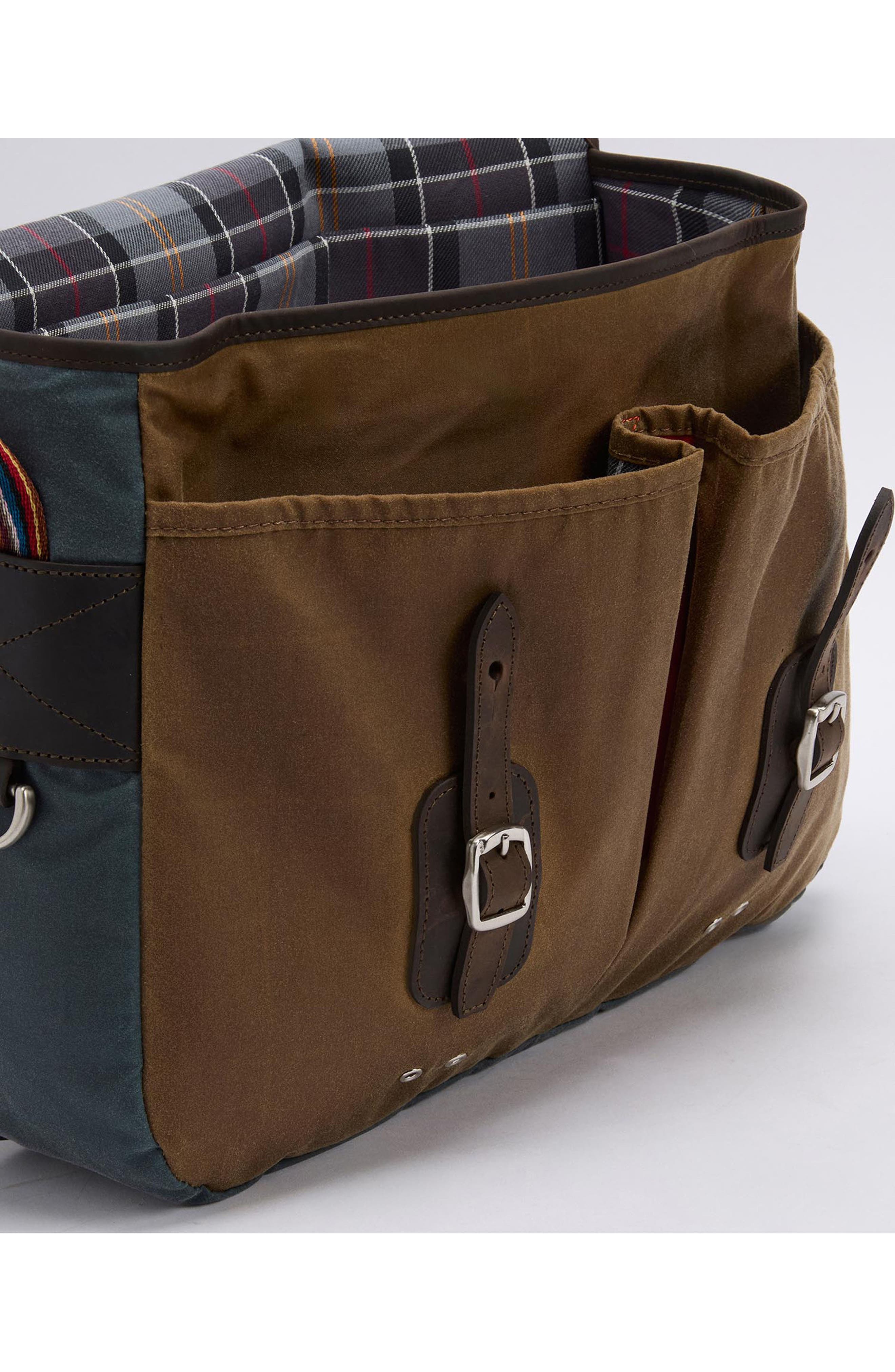 Barbour x Paul Smith Tarras Waxed Cotton Messenger Bag, Alternate, color, Tan