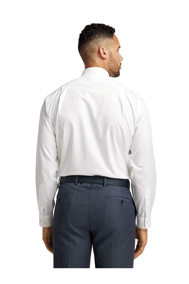 Tailored Fit Non-iron Cotton Pinpoint Solid Snap Tab Collar Dress Shirt, Alternate, color, White
