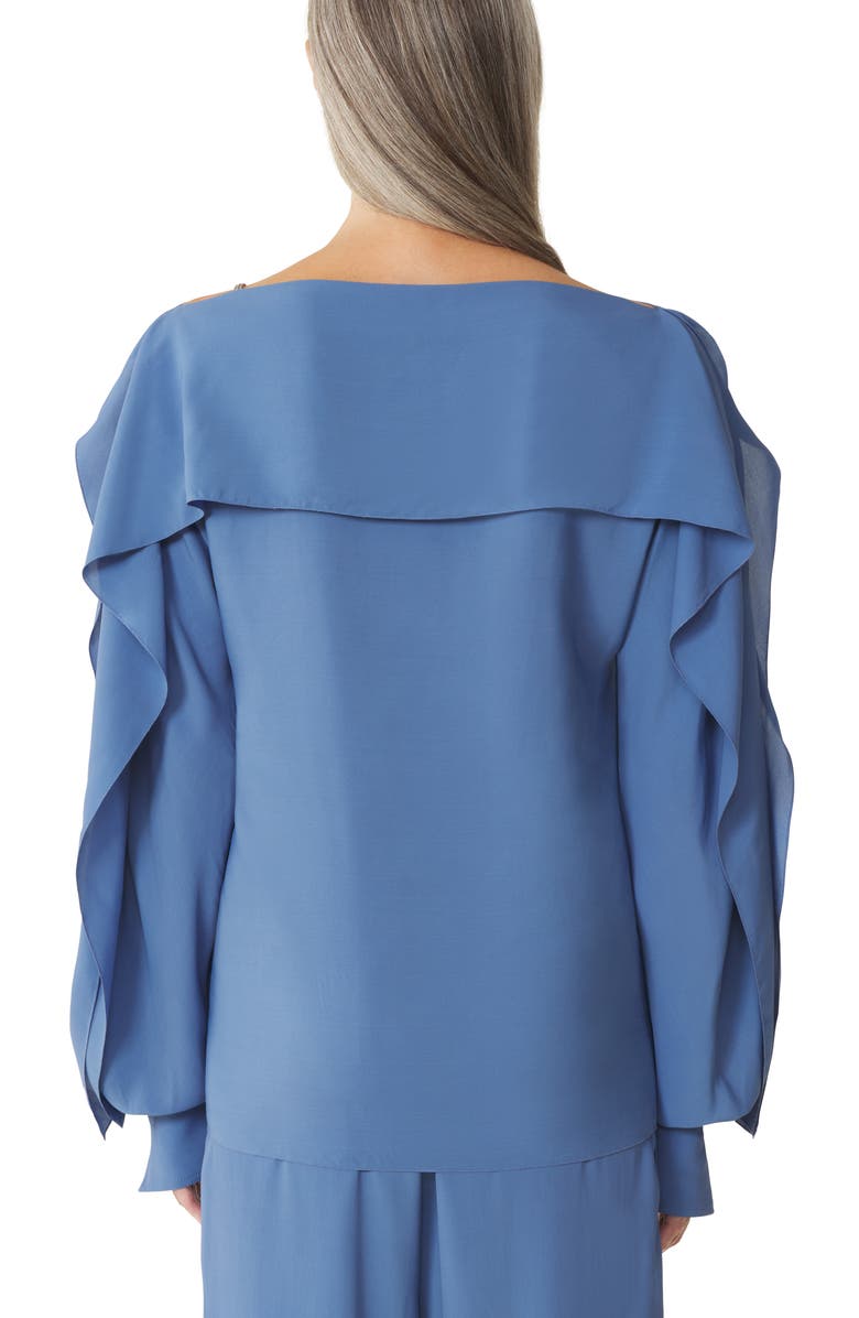Lanvin Long-Sleeved Top In Crepe De Chine, Alternate, color, Jeanne Blue