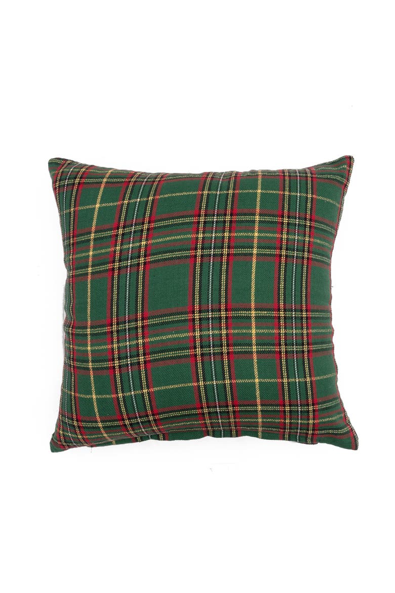 Poinsettia Plaid Floral Christmas Throw Pillow 16" x 16", Alternate, color, Red
