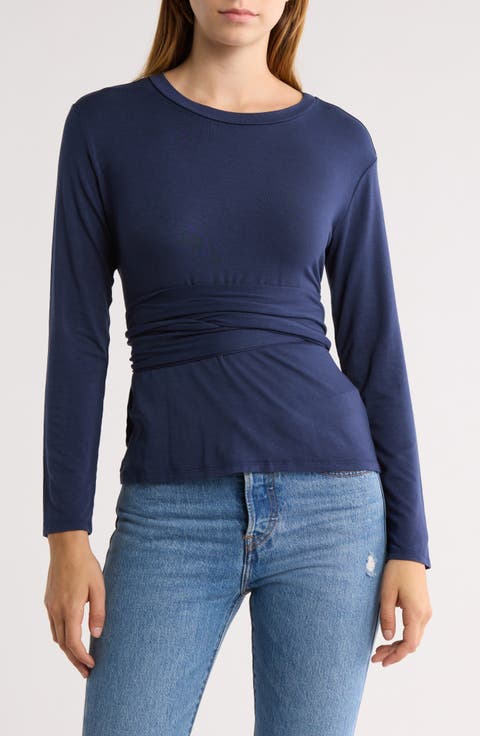 Tie Front Long Sleeve Knit Top
