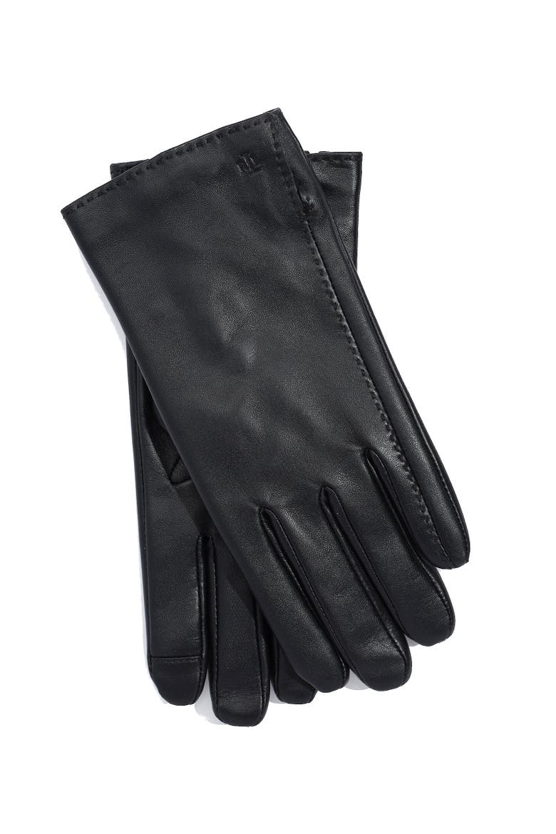 side vent leather touch glove, Alternate, color, black