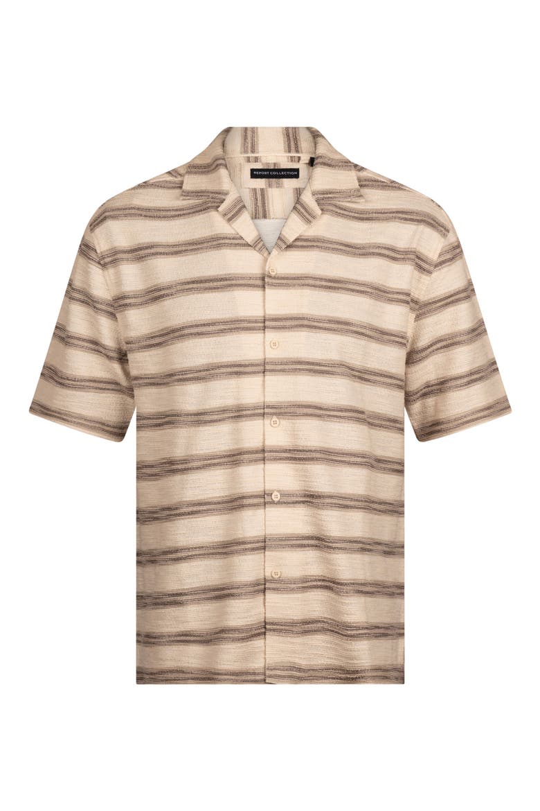 Textured Knit Camp Shirt, Alternate, color, 10 BROWN