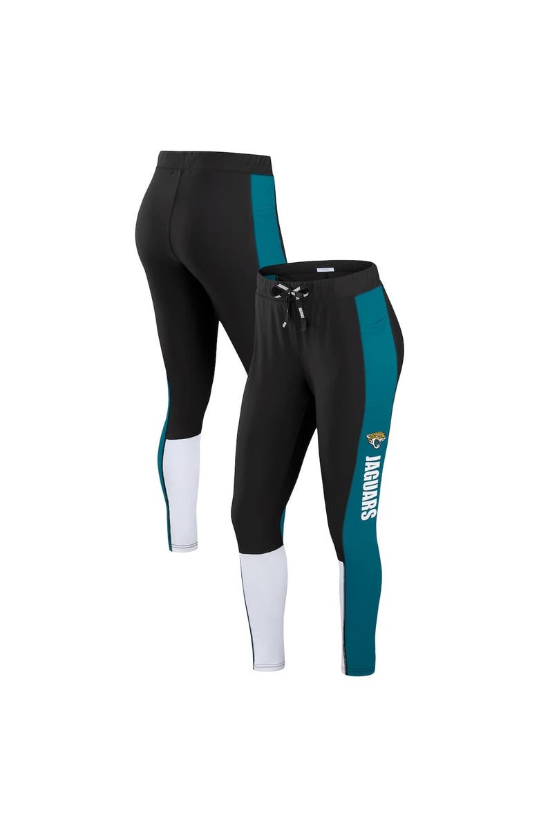 WEAR by Erin Andrews Women's WEAR by Erin Andrews Black/Teal Jacksonville Jaguars Color-Block Leggings, Main, color, Black