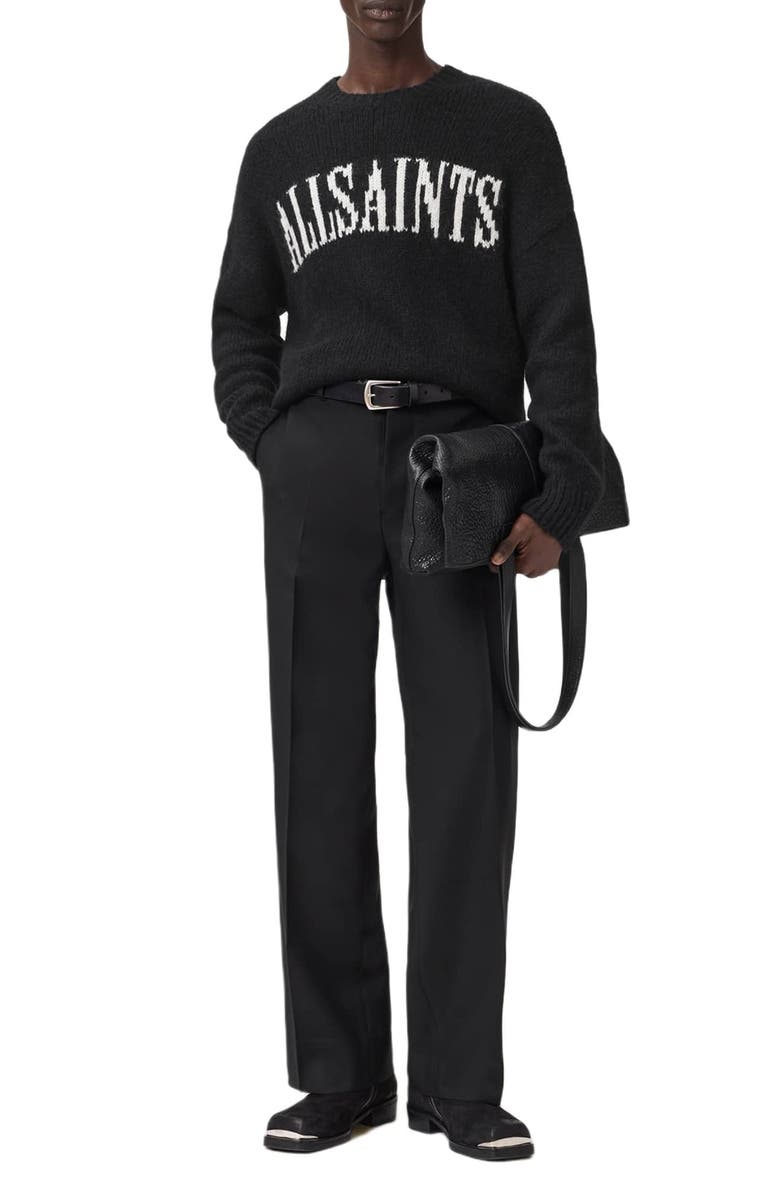 AllSaints Stoke Logo Crewneck Sweater, Alternate, color, Black/ Ecru White