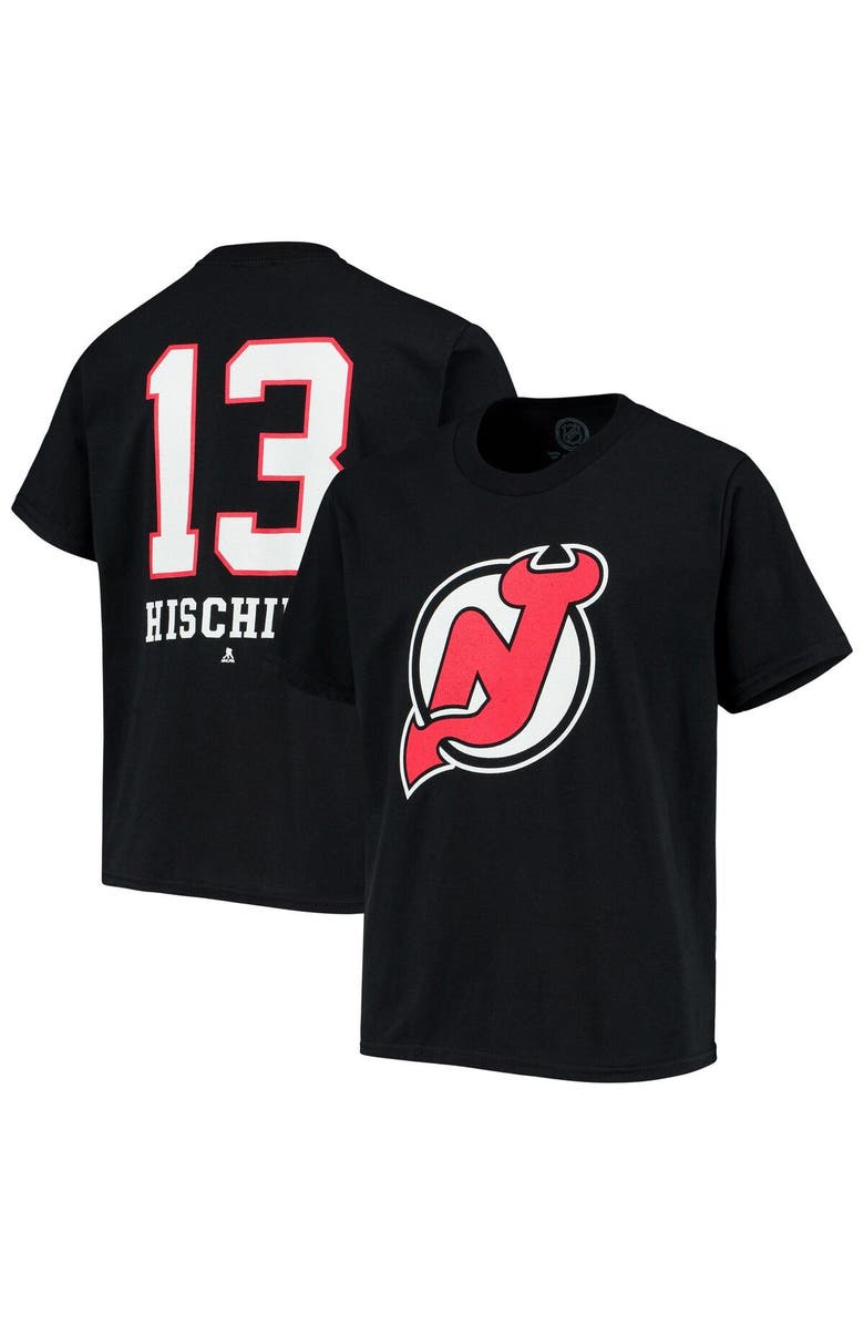 FANATICS Youth Fanatics Branded Nico Hischier Black New Jersey Devils Name & Number T-Shirt, Alternate, color, 
